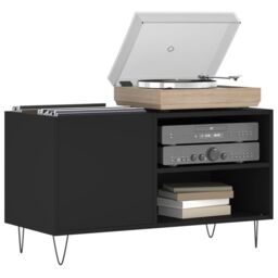 Berkfield Home Record Cabinet Black 85x38x48 cm Engineered Wood - Size: 85 x 38 x 48 cm - thumbnail 3