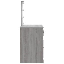 Berkfield Home Dressing Table with LED Lights Grey Sonoma 90x42x132.5 cm in Brown - thumbnail 6