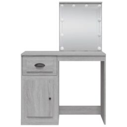 Berkfield Home Dressing Table with LED Lights Grey Sonoma 90x42x132.5 cm in Brown - thumbnail 5