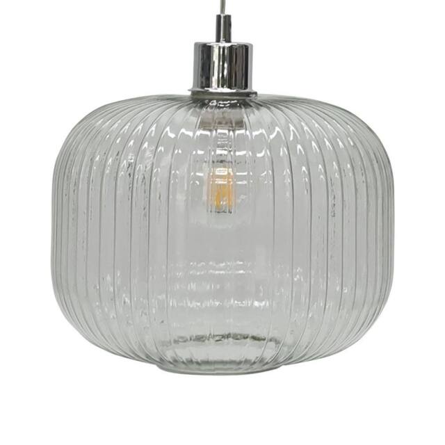 First Choice Lighting Batley Large - Clear Ribbed Glass Easy Fit Pendant Shade