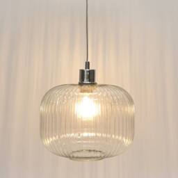 First Choice Lighting Batley Large - Clear Ribbed Glass Easy Fit Pendant Shade - thumbnail 2