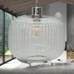 First Choice Lighting Batley Large - Clear Ribbed Glass Easy Fit Pendant Shade - thumbnail 4