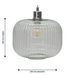 First Choice Lighting Batley Large - Clear Ribbed Glass Easy Fit Pendant Shade - thumbnail 5