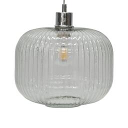 First Choice Lighting Batley Large - Clear Ribbed Glass Easy Fit Pendant Shade