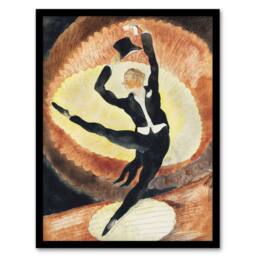 "Artery8 Acrobatic Male Dancer with Top Hat Demuth Framed Wall Art Print in Brown - Size: W12"" x H16""" - thumbnail 1