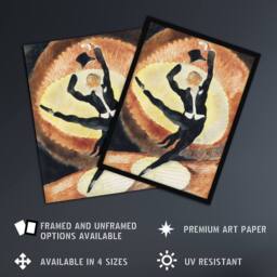 "Artery8 Acrobatic Male Dancer with Top Hat Demuth Framed Wall Art Print in Brown - Size: W12"" x H16""" - thumbnail 2