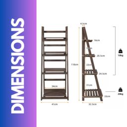Pirlo Plush 4 Tier Free Standing Ladder Shelf Wooden Plant Stand in Brown - thumbnail 6
