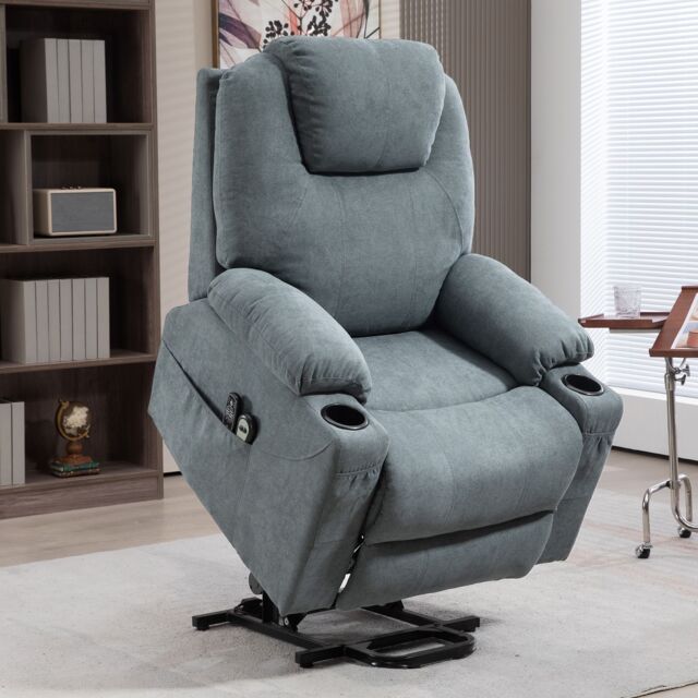 HOMCOM Riser & Recliner Chair with Vibration Massage Heat Quick Assembly in Dark Grey - image 1