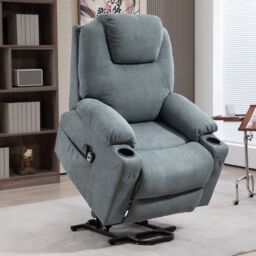 HOMCOM Riser & Recliner Chair with Vibration Massage Heat Quick Assembly in Dark Grey - thumbnail 1
