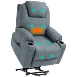 HOMCOM Riser & Recliner Chair with Vibration Massage Heat Quick Assembly in Dark Grey - thumbnail 2