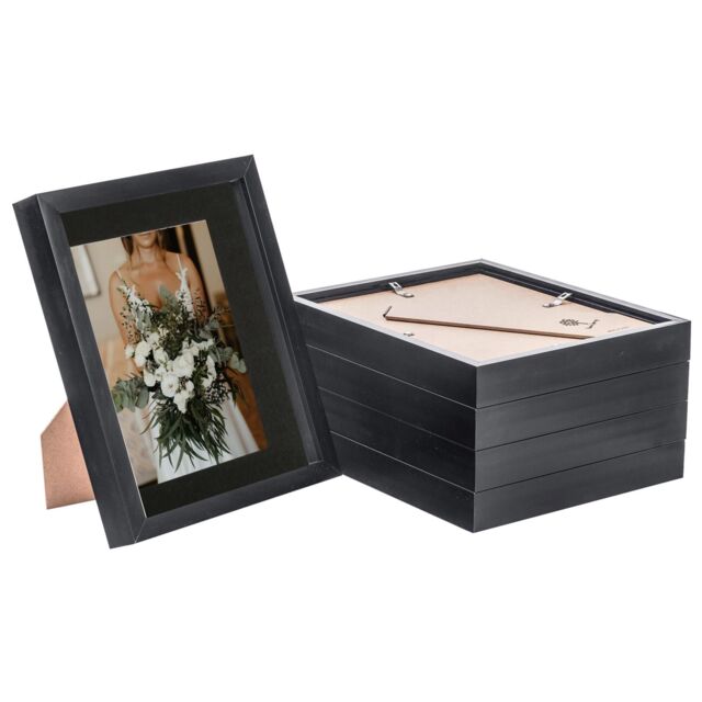 "Nicola Spring 3D Box Photo Frames - 8 x 10"" with 5 x 7"" Mount - Grey Mount - Pack of 5 in Black" - image 1