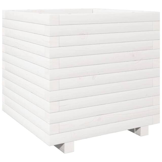 Berkfield Home Garden Planter White 50x50x49.5 cm Solid Wood Pine - image 1