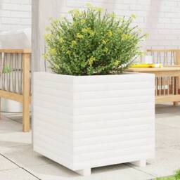 Berkfield Home Garden Planter White 50x50x49.5 cm Solid Wood Pine - thumbnail 2