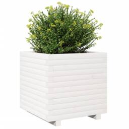 Berkfield Home Garden Planter White 50x50x49.5 cm Solid Wood Pine - thumbnail 4