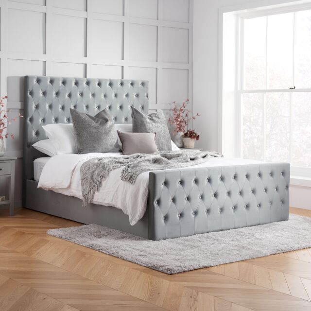 Birlea Grey Fabric Ottoman Bed Frame Storage Marquis Velvet - Size: King - image 1