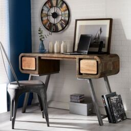 Indian Hub Aspen Desk/Console - Metal/Wood - L45 x W120 x H75 cm in Brown - thumbnail 2