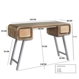 Indian Hub Aspen Desk/Console - Metal/Wood - L45 x W120 x H75 cm in Brown - thumbnail 3
