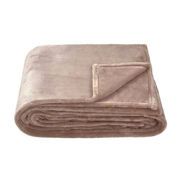 Brand Lab Fleece Plain Blanket in Medium Beige - image 1