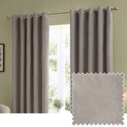 Furn The Ultimate Velvet 100% Blackout Eyelet Curtain Pair in Silver - Size: 168 cm width x 137 cm drop - thumbnail 1
