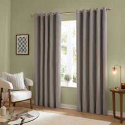 Furn The Ultimate Velvet 100% Blackout Eyelet Curtain Pair in Silver - Size: 168 cm width x 137 cm drop - thumbnail 3