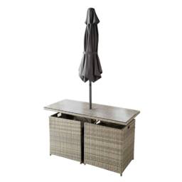 Coopers of Stortford Weatherproof PE Rattan Bistro Set with Table, Chairs & Parasol - thumbnail 4