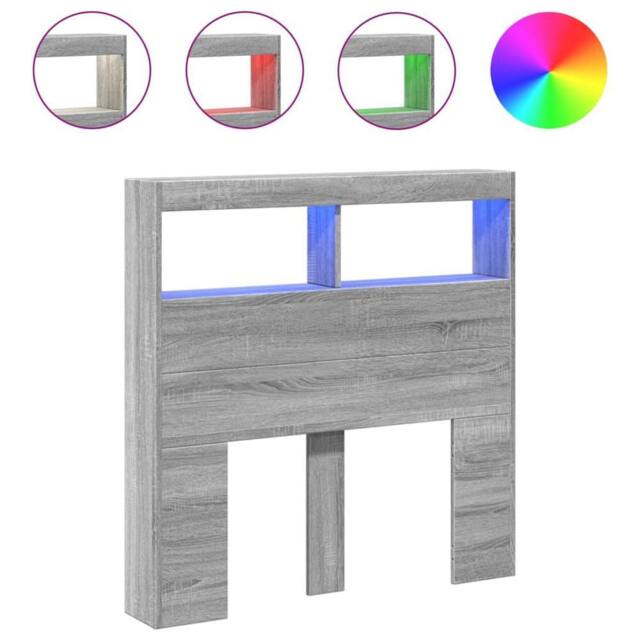 Berkfield Home Headboard Cabinet with LED Grey Sonoma 100x17x102 cm - Size: 100 x 17 x 102 cm - image 1
