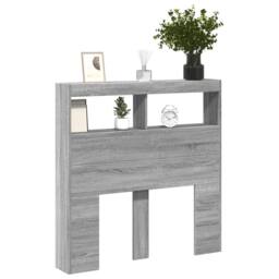 Berkfield Home Headboard Cabinet with LED Grey Sonoma 100x17x102 cm - Size: 100 x 17 x 102 cm - thumbnail 5
