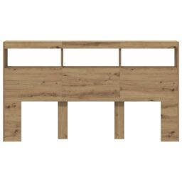 Berkfield Home Headboard Cabinet with LED Artisan Oak 180x17x102 cm in Brown - Size: 180 x 17 x 102 cm - thumbnail 7