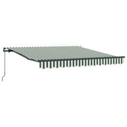 Berkfield Home Manual Retractable Awning Green & White 350x250 cm - thumbnail 5