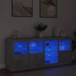 Berkfield Home Sideboard with LED Lights Concrete Grey 164x37x67 cm - Size: 164 x 37 x 67 cm - thumbnail 4