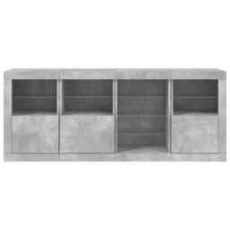 Berkfield Home Sideboard with LED Lights Concrete Grey 164x37x67 cm - Size: 164 x 37 x 67 cm - thumbnail 7