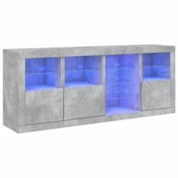 Berkfield Home Sideboard with LED Lights Concrete Grey 164x37x67 cm - Size: 164 x 37 x 67 cm - thumbnail 1