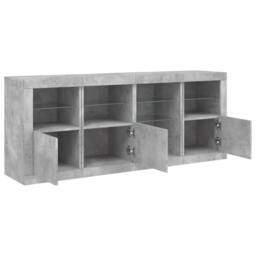 Berkfield Home Sideboard with LED Lights Concrete Grey 164x37x67 cm - Size: 164 x 37 x 67 cm - thumbnail 6