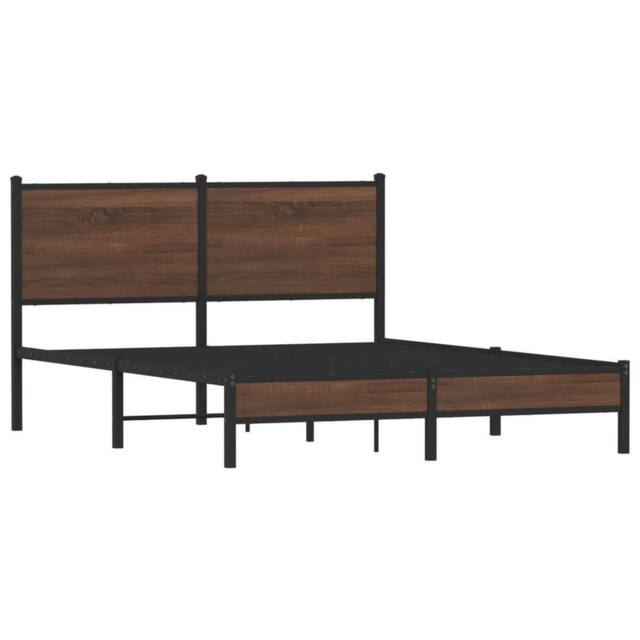 Berkfield Home Metal Bed Frame without Mattress Brown Oak 140x200 cm - image 1
