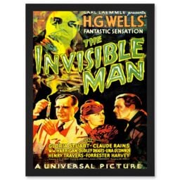 Artery8 The Invisible Man Hg Wells Classic Horror Sci Fi USA A4 Artwork Framed Wall Art Print in Black - thumbnail 1