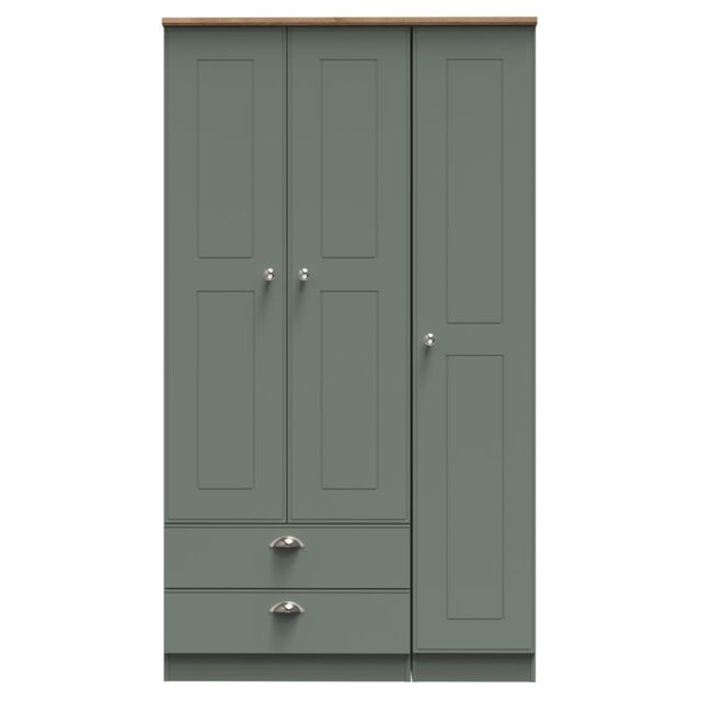 Ready Assembled 2 U Albert Triple Wardrobe with 2 Drawers (Ready Assembled) in Pale Green - image 1
