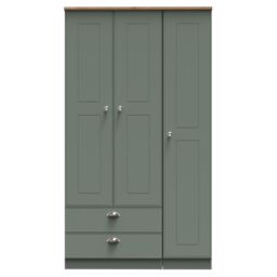 Ready Assembled 2 U Albert Triple Wardrobe with 2 Drawers (Ready Assembled) in Pale Green - thumbnail 1