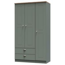 Ready Assembled 2 U Albert Triple Wardrobe with 2 Drawers (Ready Assembled) in Pale Green - thumbnail 3