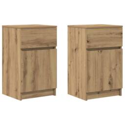 Berkfield Home Durable Bedside Cabinets 2 pcs Artisan Oak 39x35x65 cm Engineered Wood - Size: 39 x 35 x 65 cm - thumbnail 3