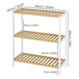 Ventryn 3-Tier Bamboo Shoe Rack Stand Adjustable Wooden Storage in Brown - thumbnail 2