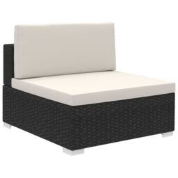 Berkfield Home Sturdy 6 Piece Garden Lounge Set with Cushions Poly Rattan Black - thumbnail 4
