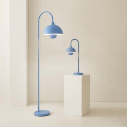 ValueLights Tilly Pastel Arched Dome Shade Metal Floor Lamp with LED Bulb in Blue - thumbnail 6
