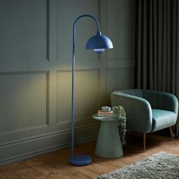 ValueLights Tilly Pastel Arched Dome Shade Metal Floor Lamp with LED Bulb in Blue - thumbnail 3