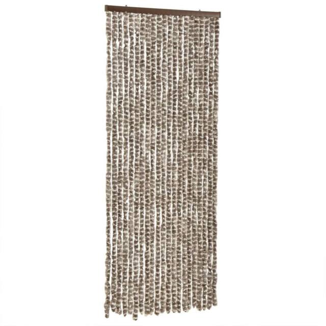 Berkfield Home Fly Curtain Taupe & White 56x200 cm Chenille - image 1