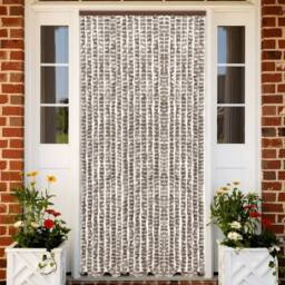 Berkfield Home Fly Curtain Taupe & White 56x200 cm Chenille - thumbnail 2