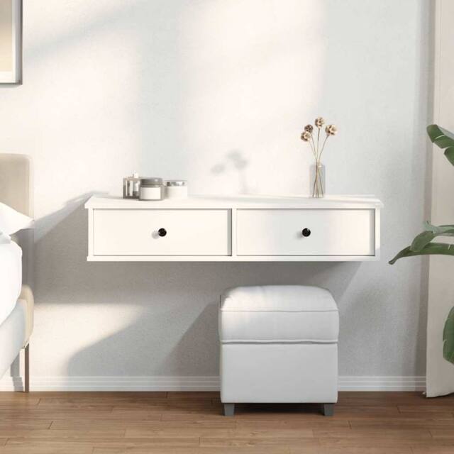 Berkfield Home Wall Shelf with Drawers White 100x37.5x19 cm Engineered Wood - image 1