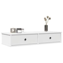 Berkfield Home Wall Shelf with Drawers White 100x37.5x19 cm Engineered Wood - thumbnail 2