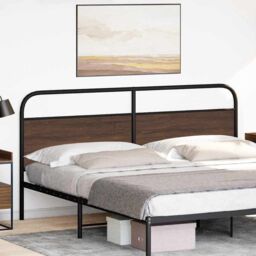 Berkfield Home Headboard Brown Oak 180 cm Steel & Engineered Wood - thumbnail 2