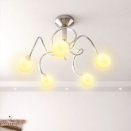 Berkfield Home Ceiling Lamp with Round Glass Shades for 5 G9 LED Lights in White - thumbnail 3
