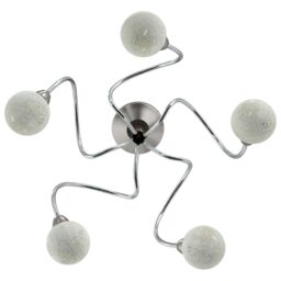 Berkfield Home Ceiling Lamp with Round Glass Shades for 5 G9 LED Lights in White - thumbnail 4